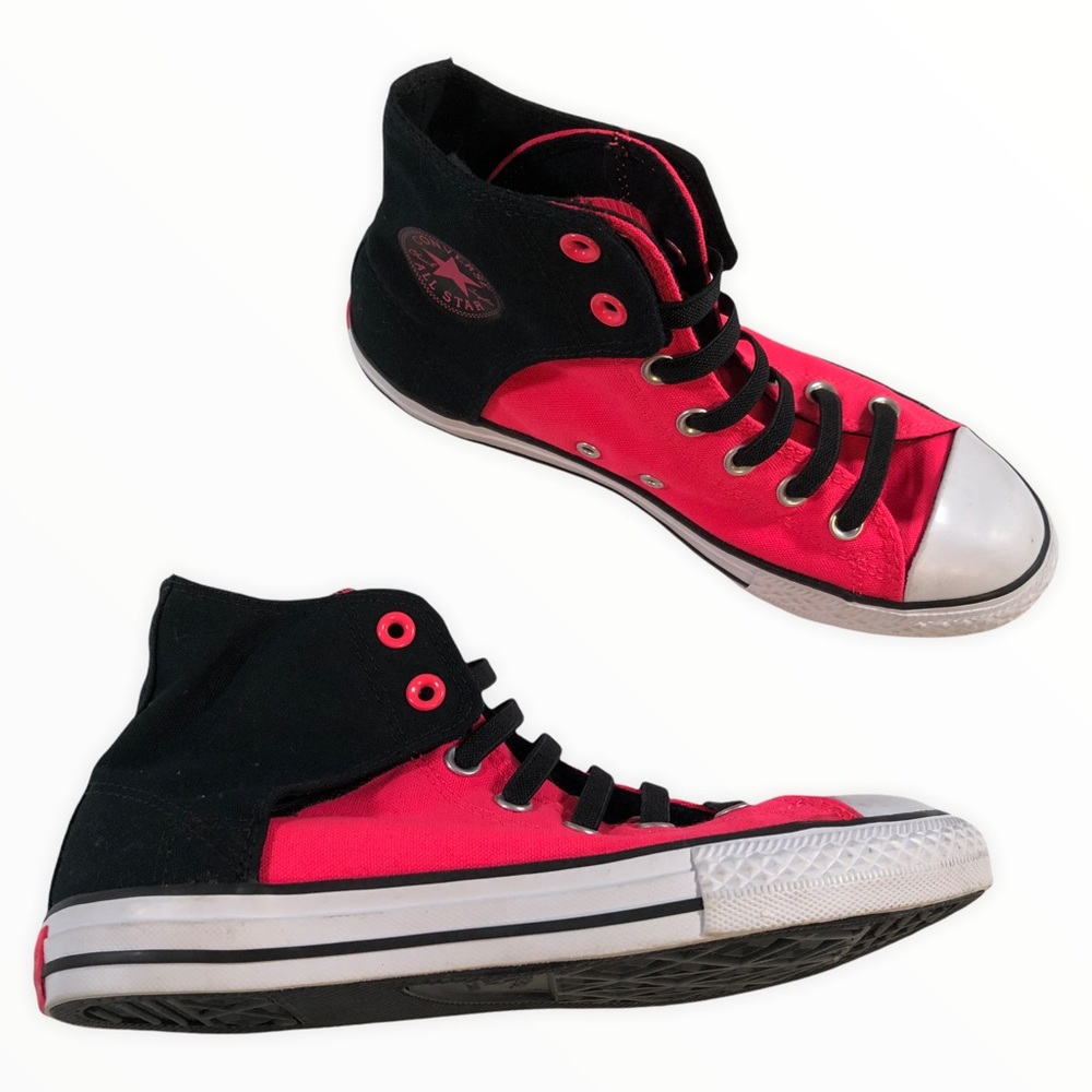 Converse Chuck Taylor Black Pink Elastic Laces Shoes Size 5